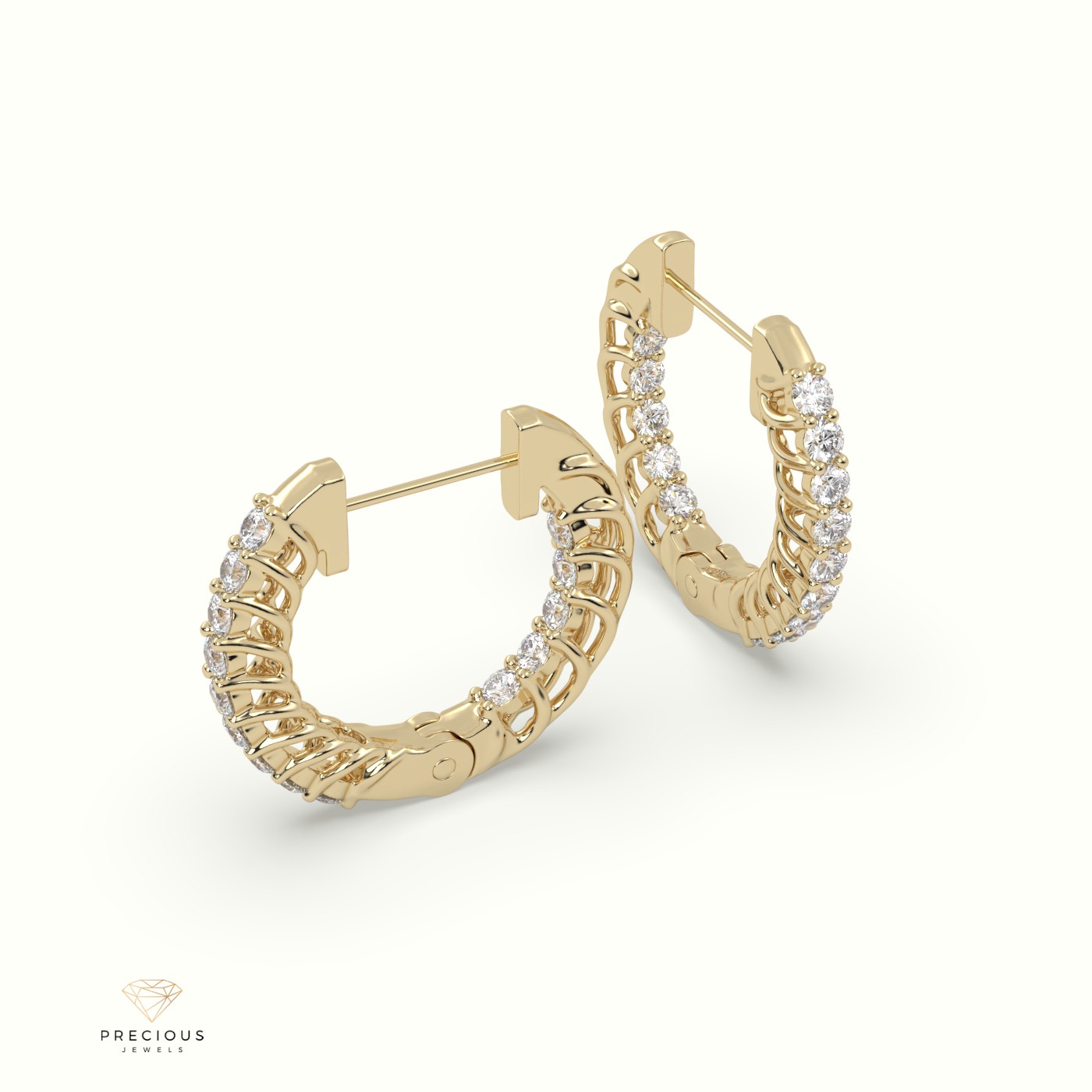 18k yellow gold  inside-out hoops earring Photos & images