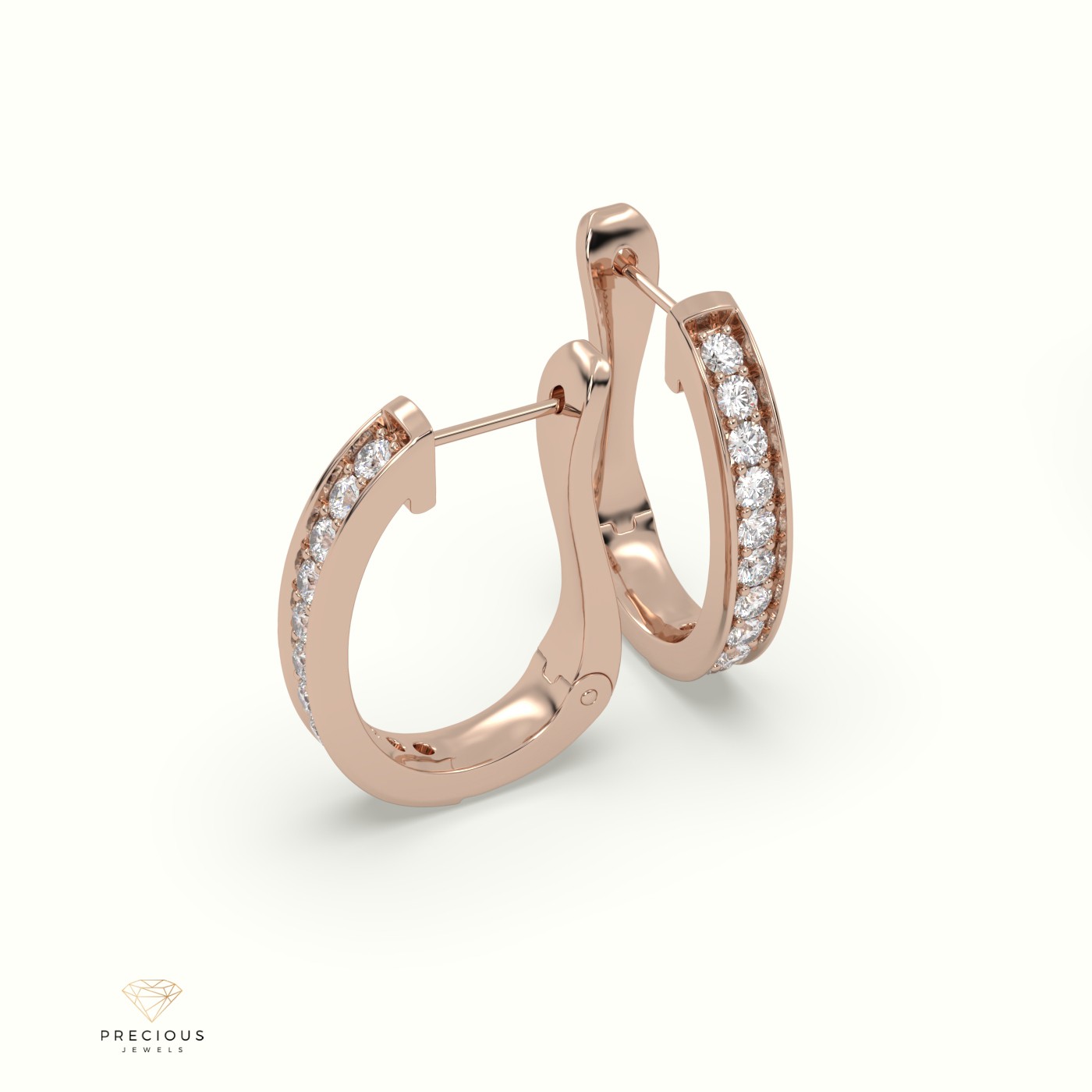 18k rose gold classic channel set huggie hoops earring Photos & images