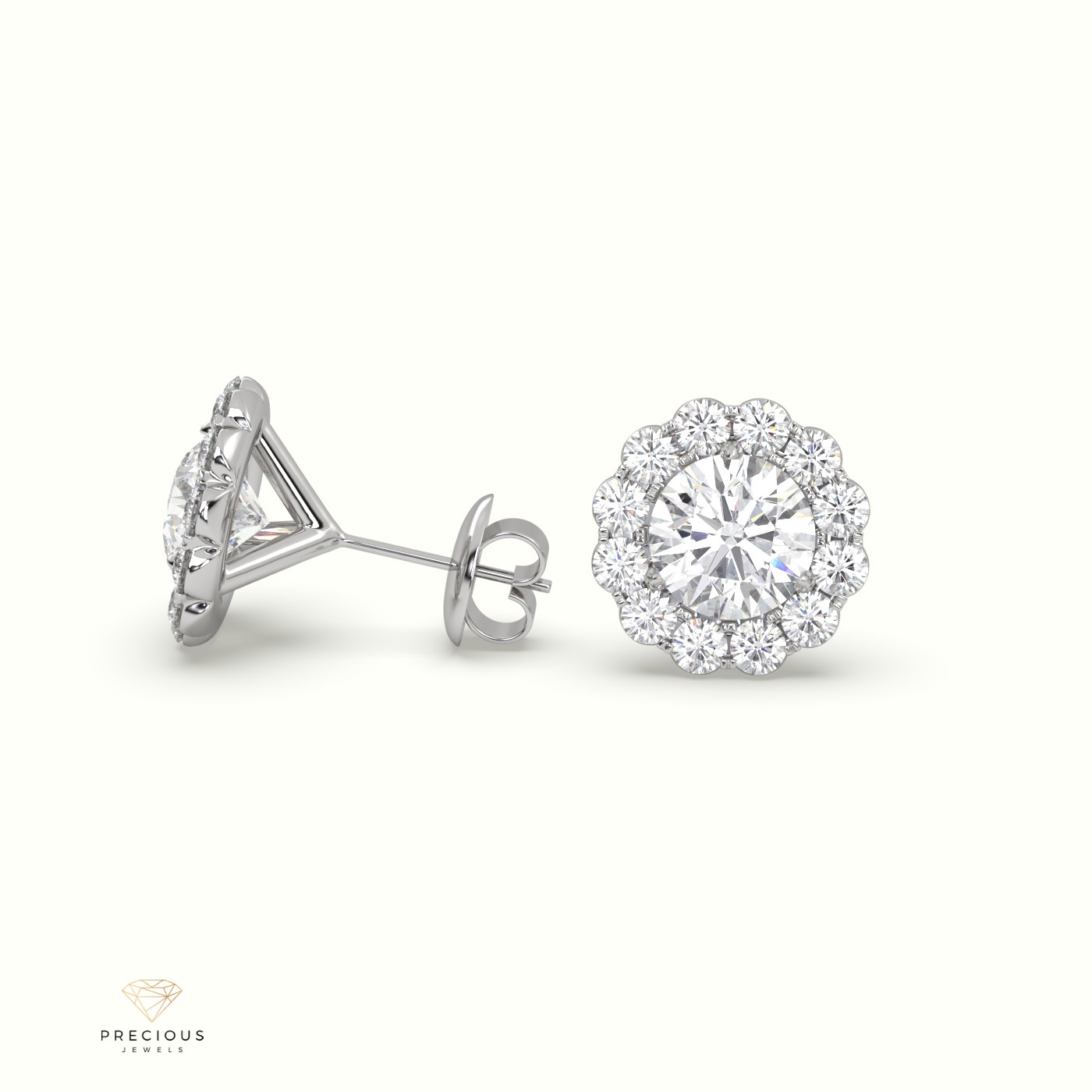 18k white gold  diamond floral stud earrings Photos & images