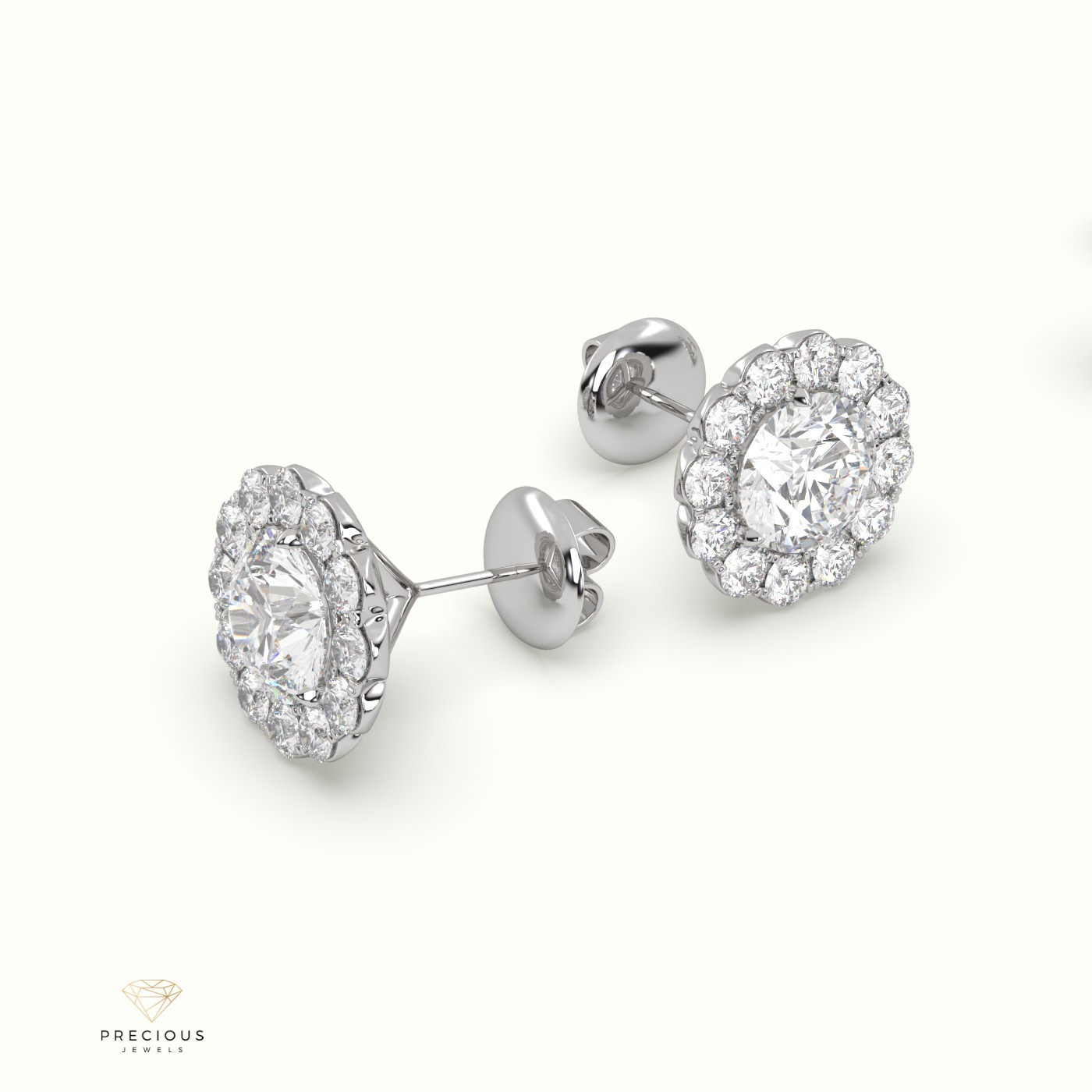18k white gold  diamond floral stud earrings Photos & images