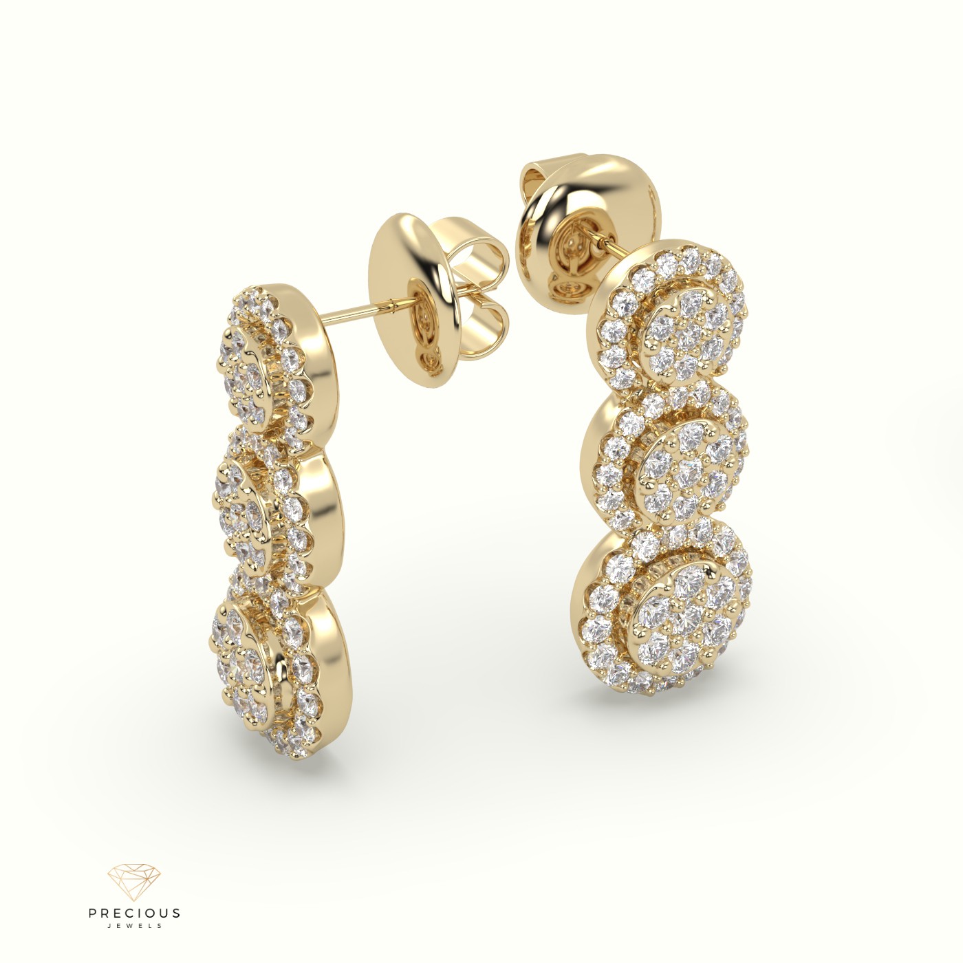 18k yellow gold  round diamond flower earrings Photos & images