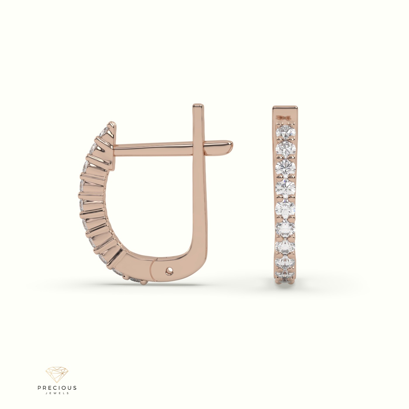 18k rose gold "u" shaped mini diamond hoop earrings Photos & images