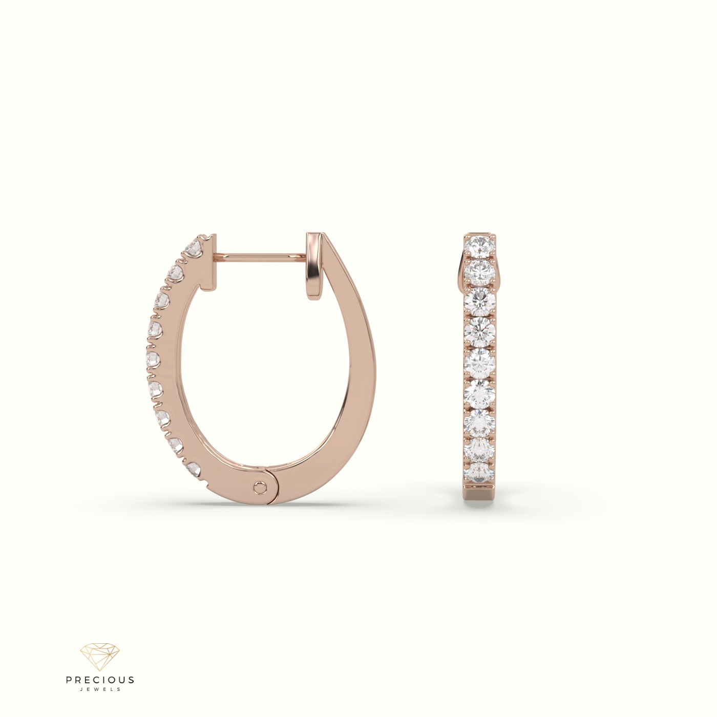 18k rose gold claw set hoop diamond earrings Photos & images