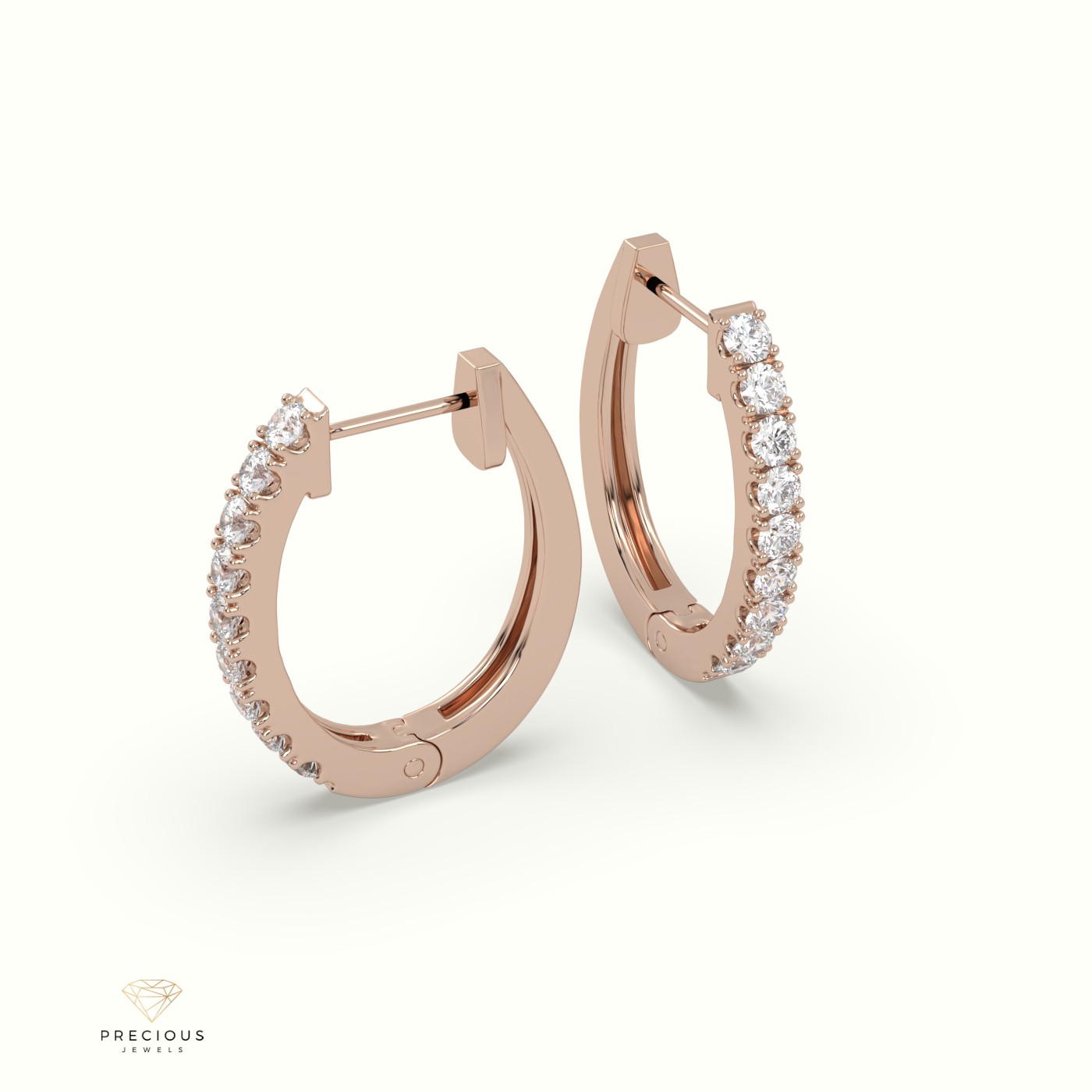 18k rose gold claw set hoop diamond earrings Photos & images