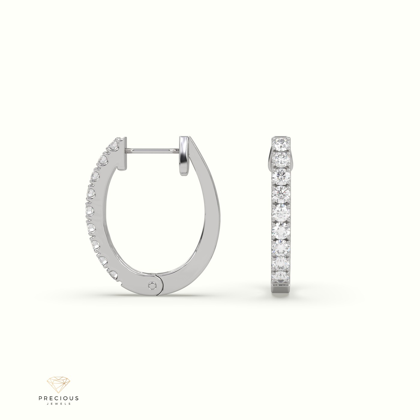 18k white gold claw set hoop diamond earrings Photos & images