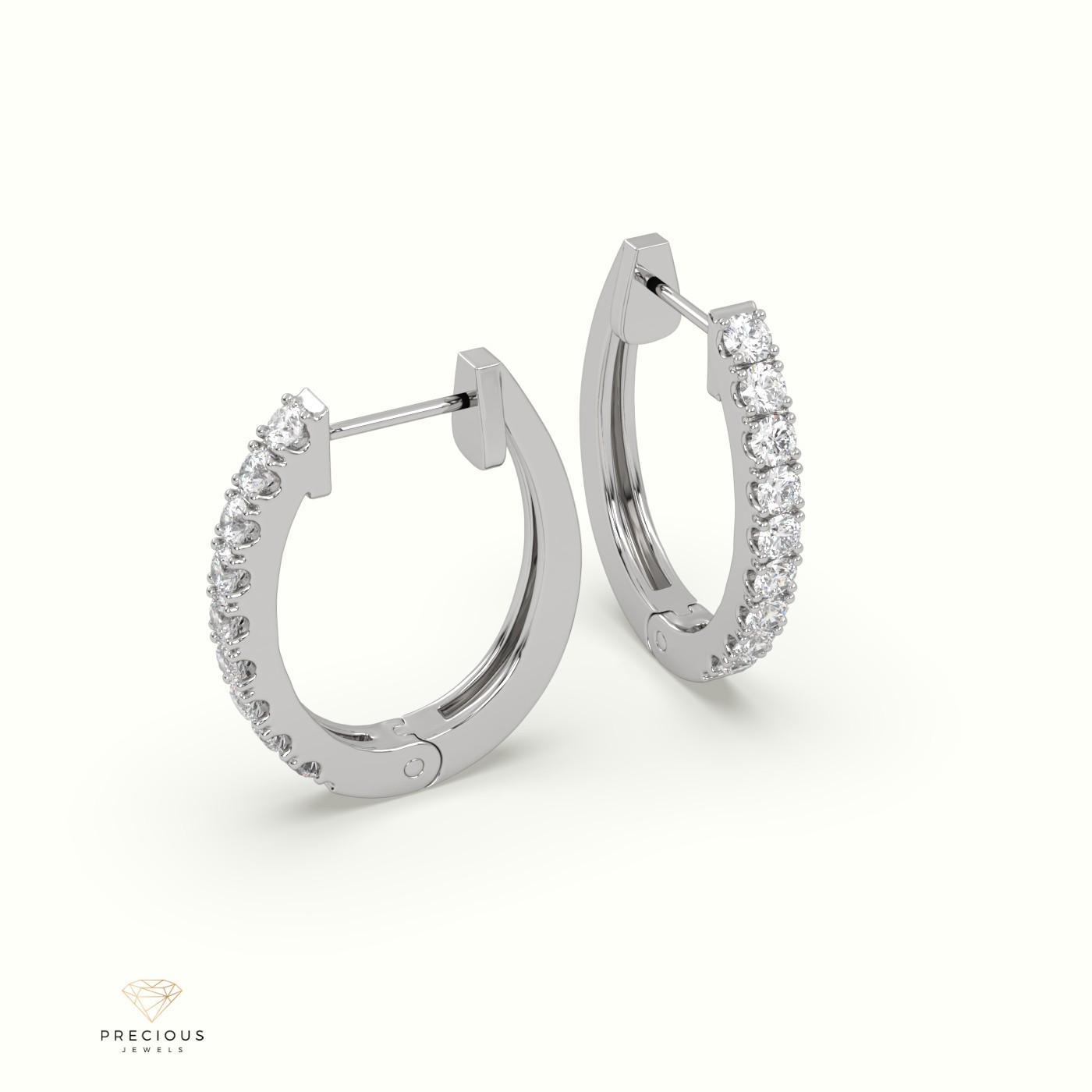 18k white gold claw set hoop diamond earrings Photos & images