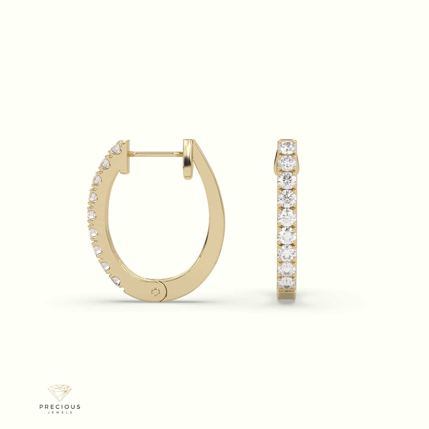 18k yellow gold claw set hoop diamond earrings Photos & images