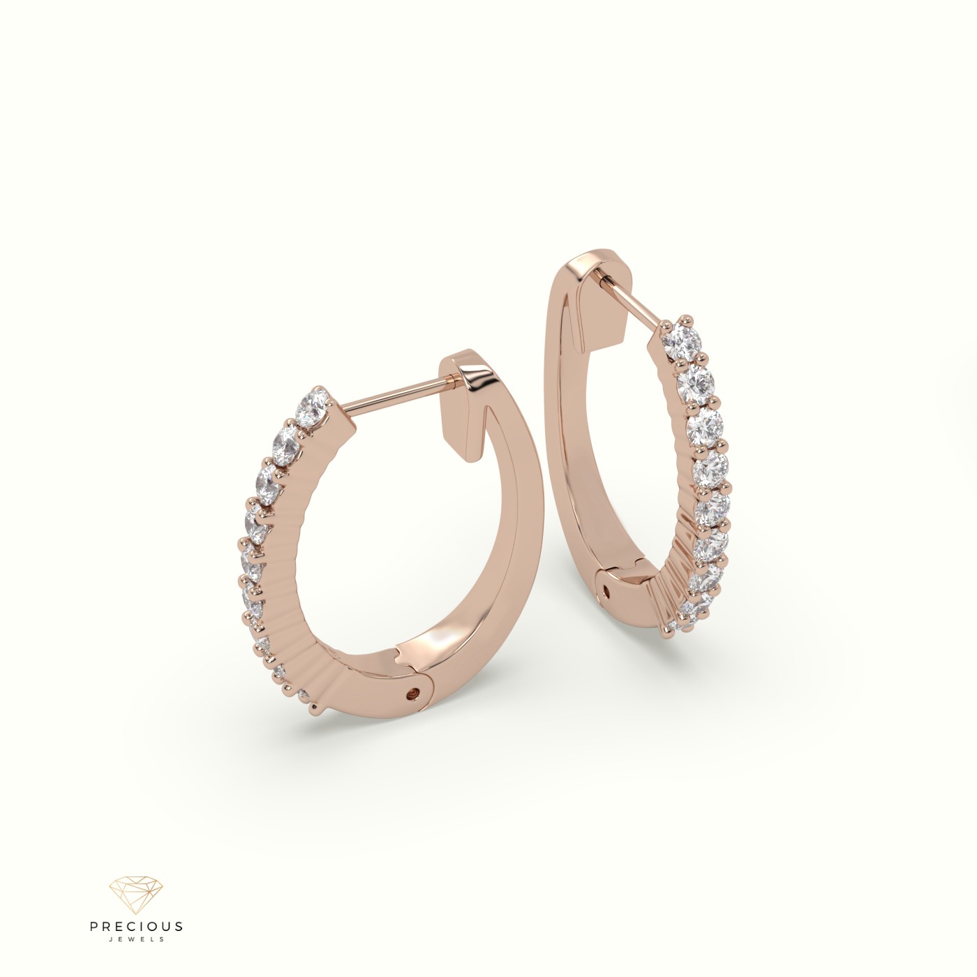 18k rose gold shared prong diamond earrings Photos & images