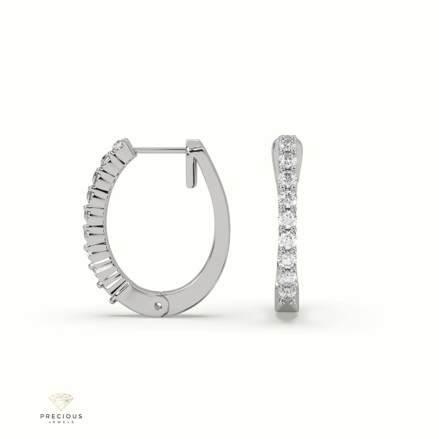 18k white gold shared prong diamond earrings Photos & images