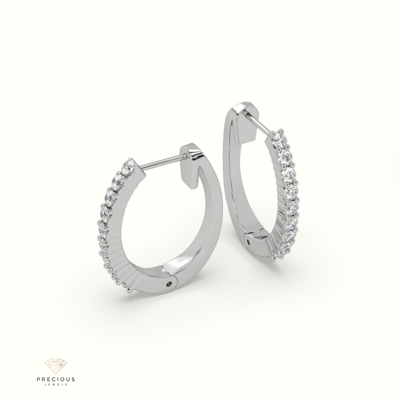 18k white gold shared prong diamond earrings Photos & images