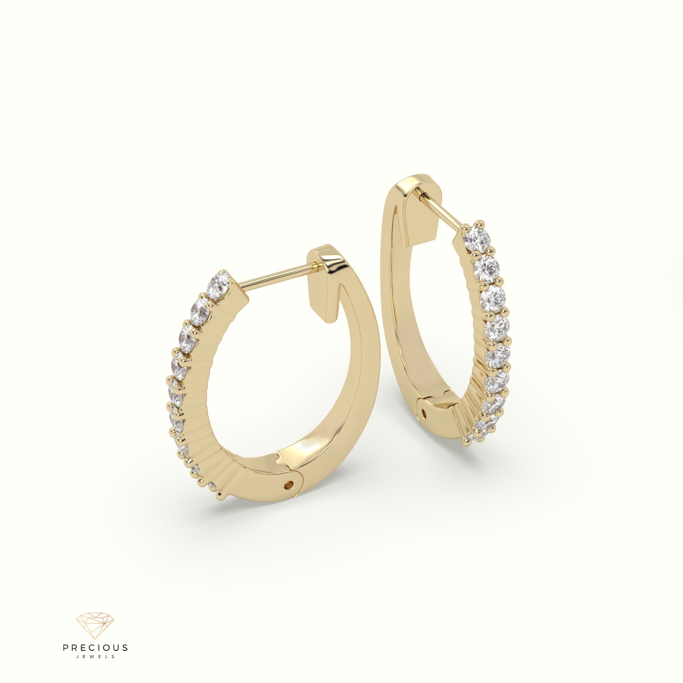 18k yellow gold shared prong diamond earrings Photos & images