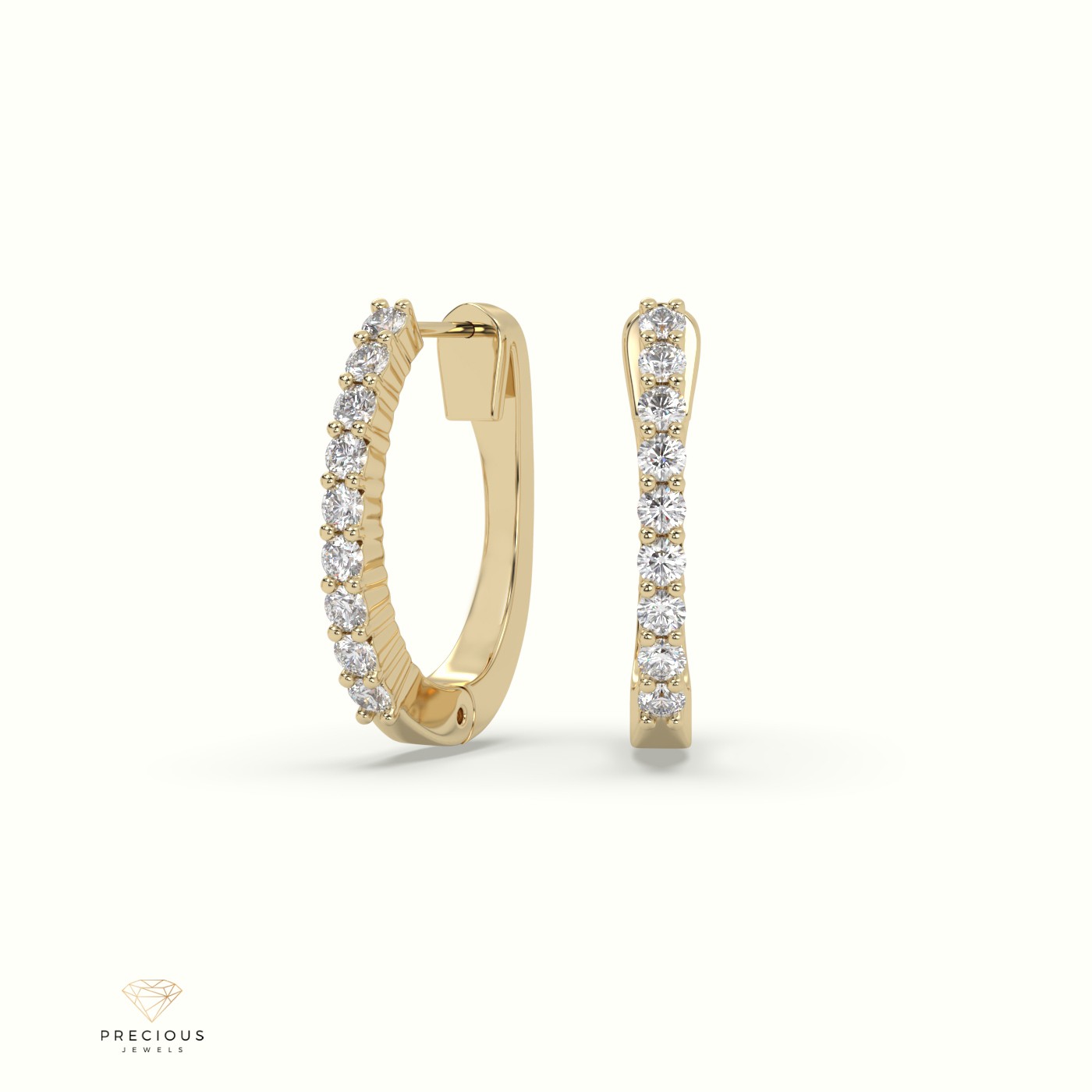 18k yellow gold shared prong diamond earrings