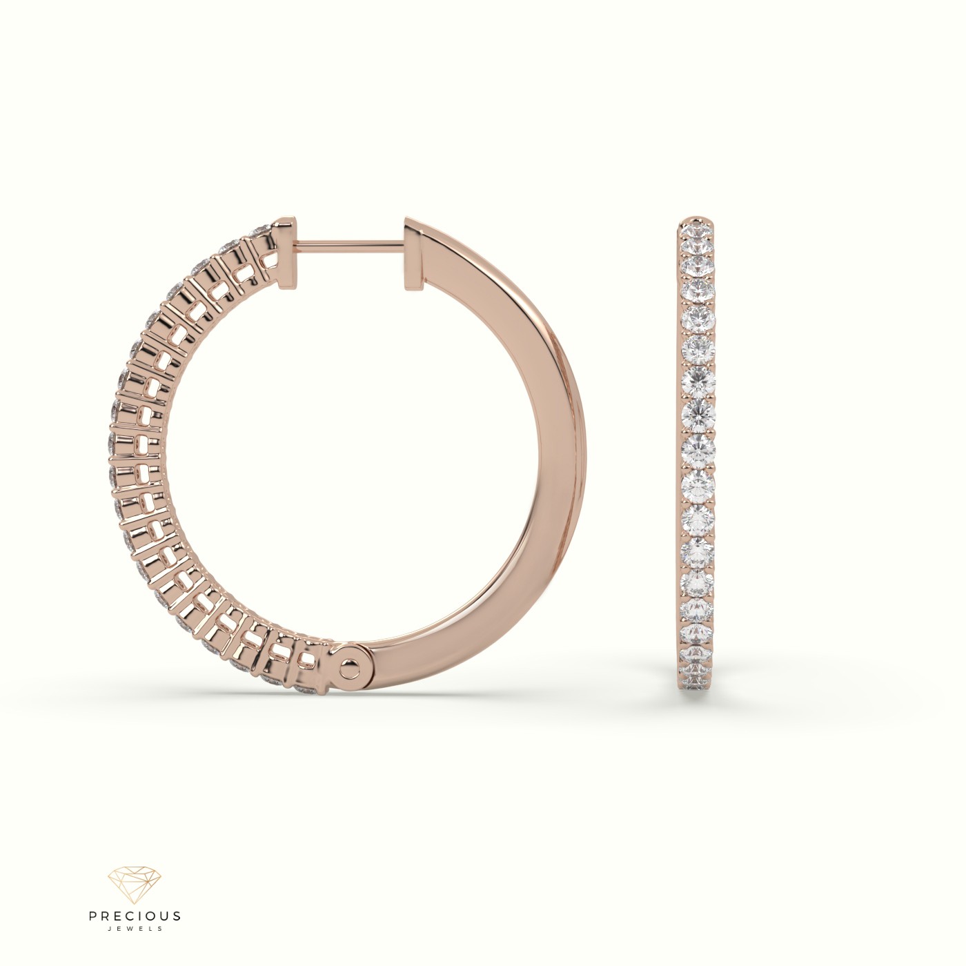 18k rose gold plated sparkle round hoops earring Photos & images