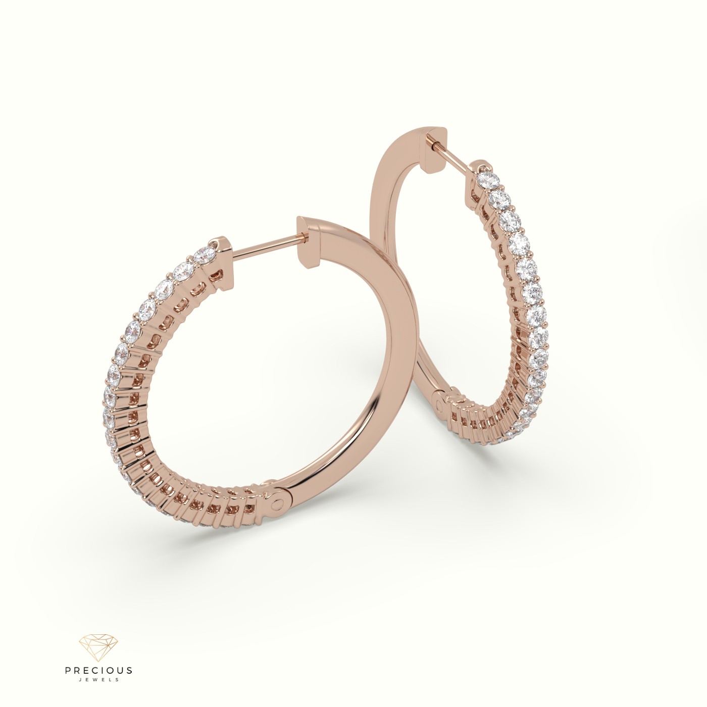 18k rose gold plated sparkle round hoops earring Photos & images