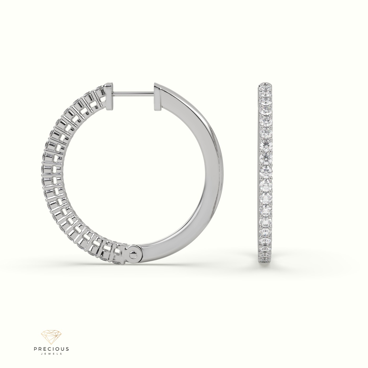 18k white gold plated sparkle round hoops earring Photos & images