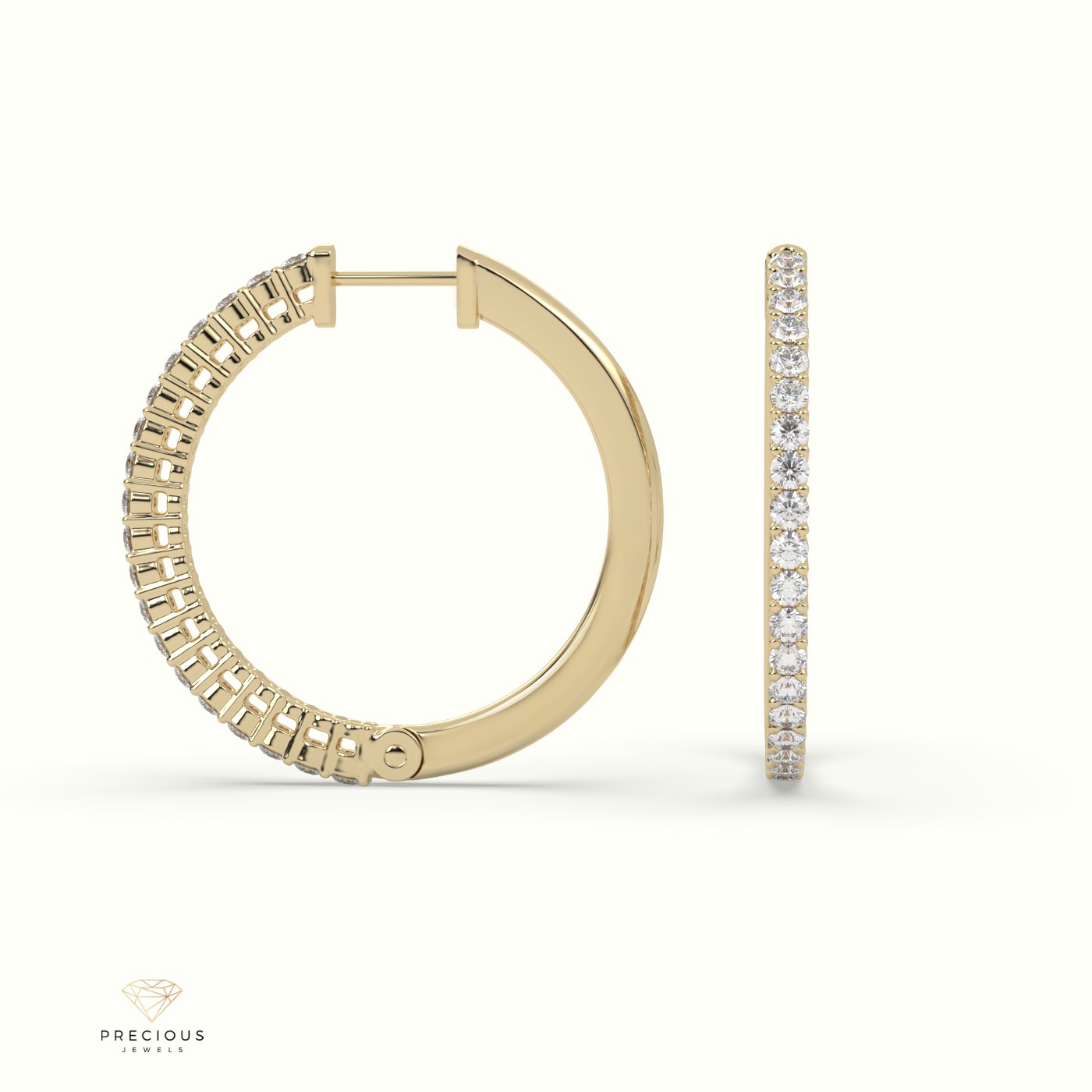 18k yellow gold plated sparkle round hoops earring Photos & images