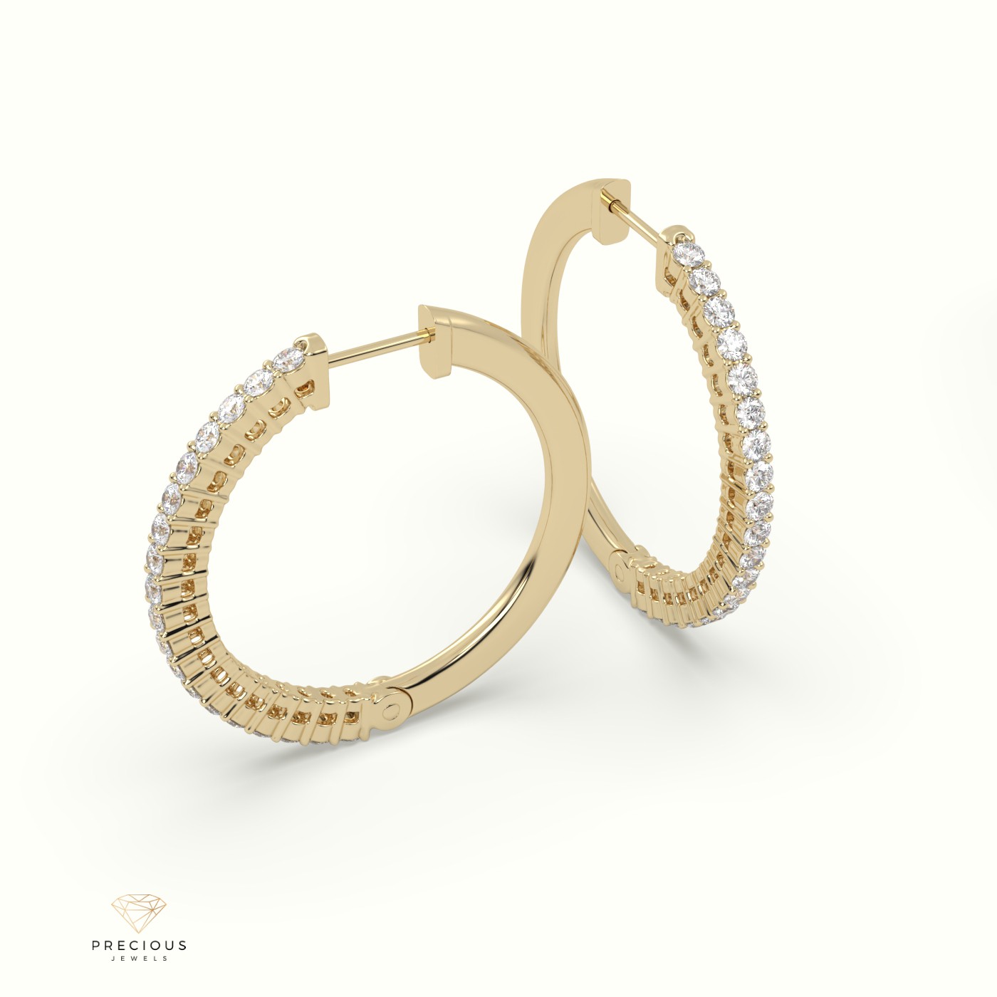 18k yellow gold plated sparkle round hoops earring Photos & images