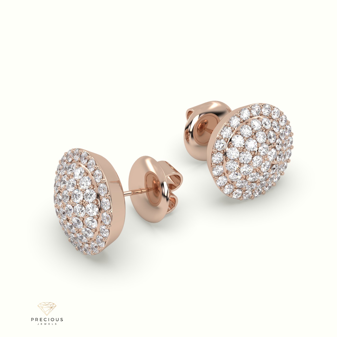 18k rose gold pave circle cluster diamond earring Photos & images