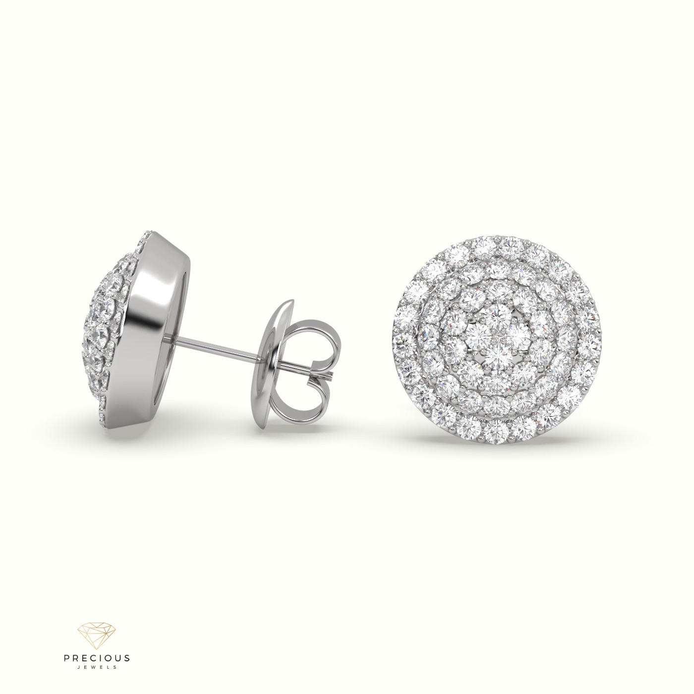 18k white gold pave circle cluster diamond earring Photos & images