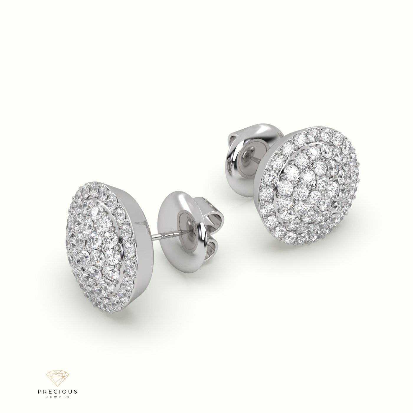 18k white gold pave circle cluster diamond earring Photos & images