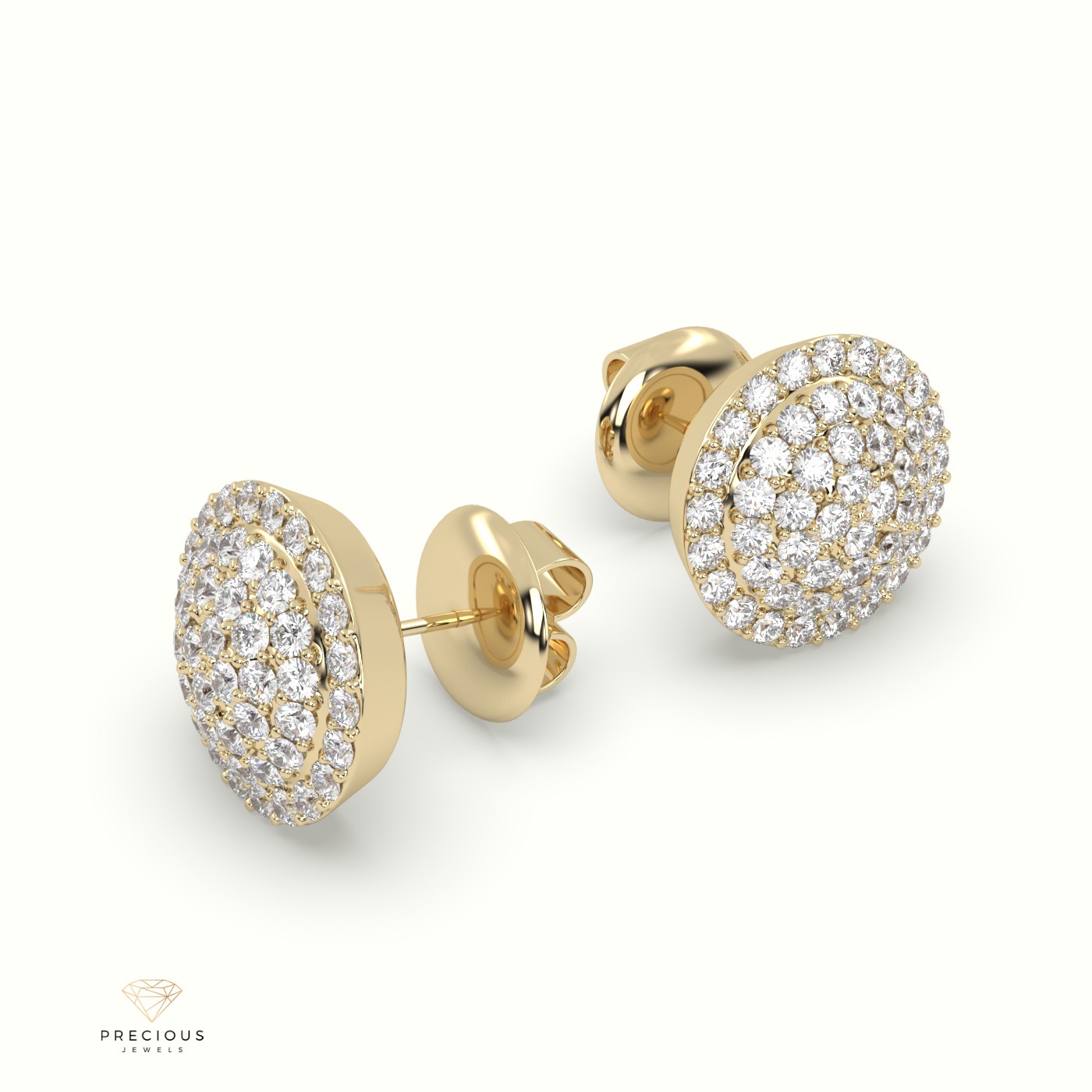 18k yellow gold pave circle cluster diamond earring Photos & images