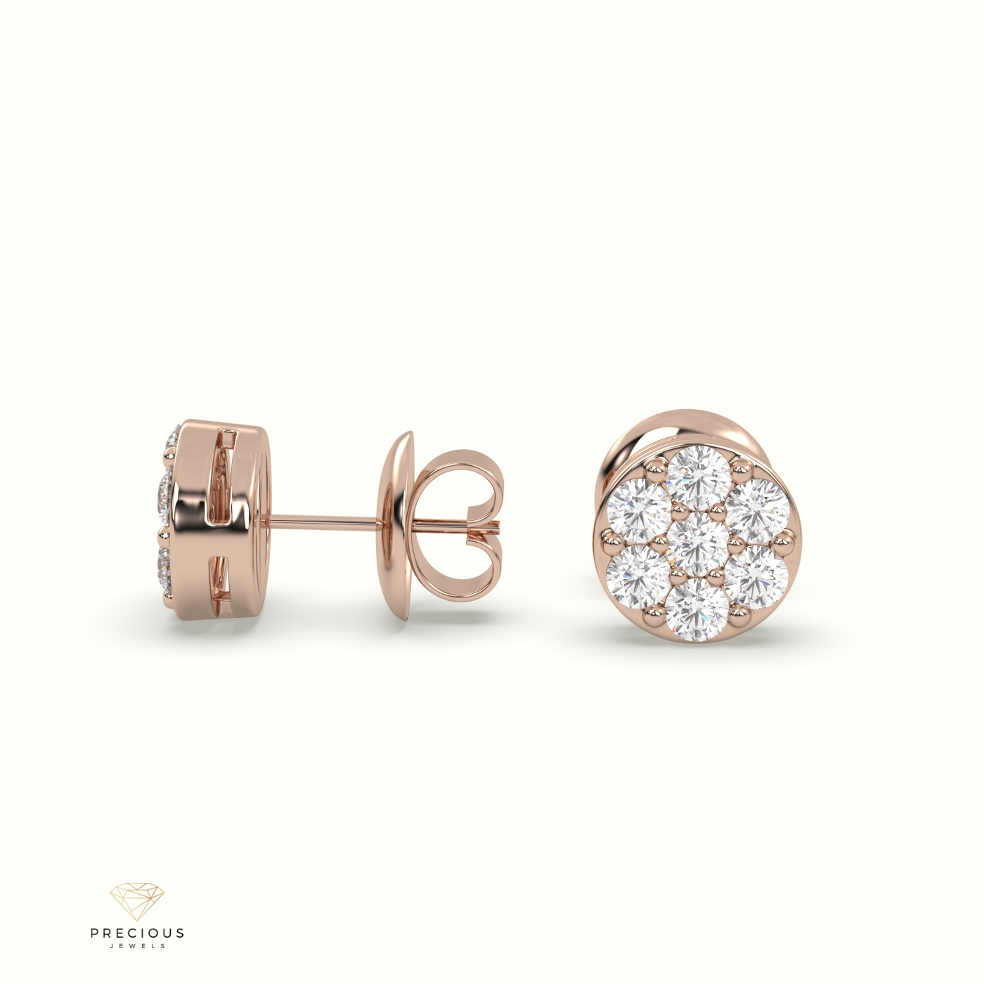 18k rose gold pave diamond illusion set earrings Photos & images