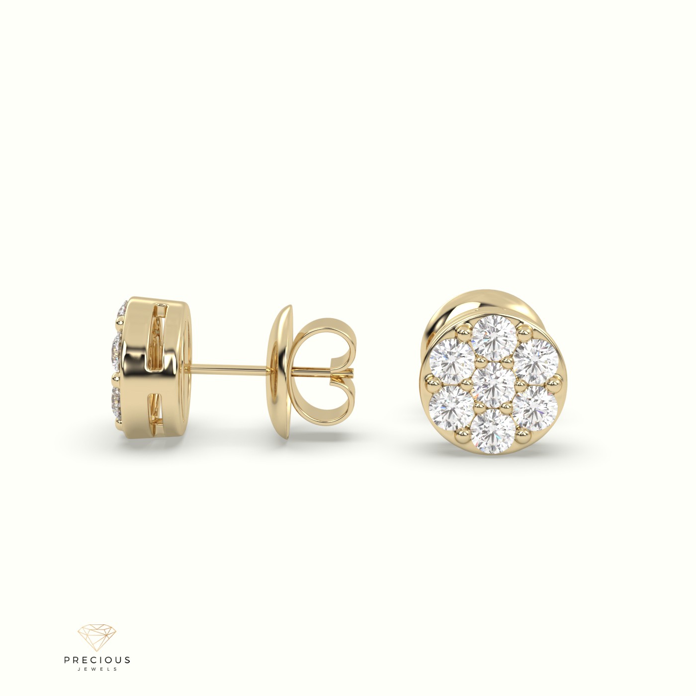 18k yellow gold pave diamond illusion set earrings Photos & images