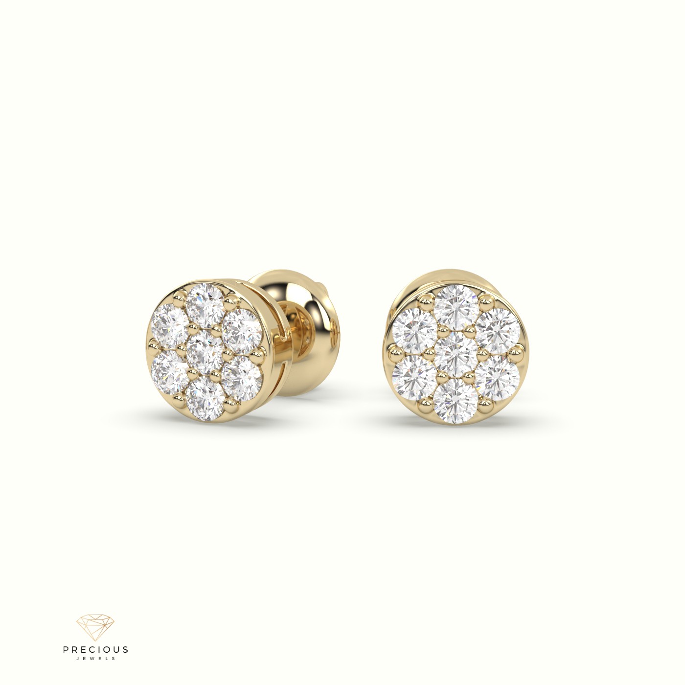 18k yellow gold pave diamond illusion set earrings