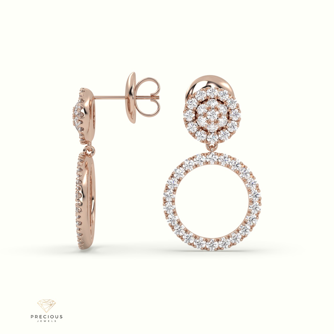 18k rose gold radiant drop earrings Photos & images