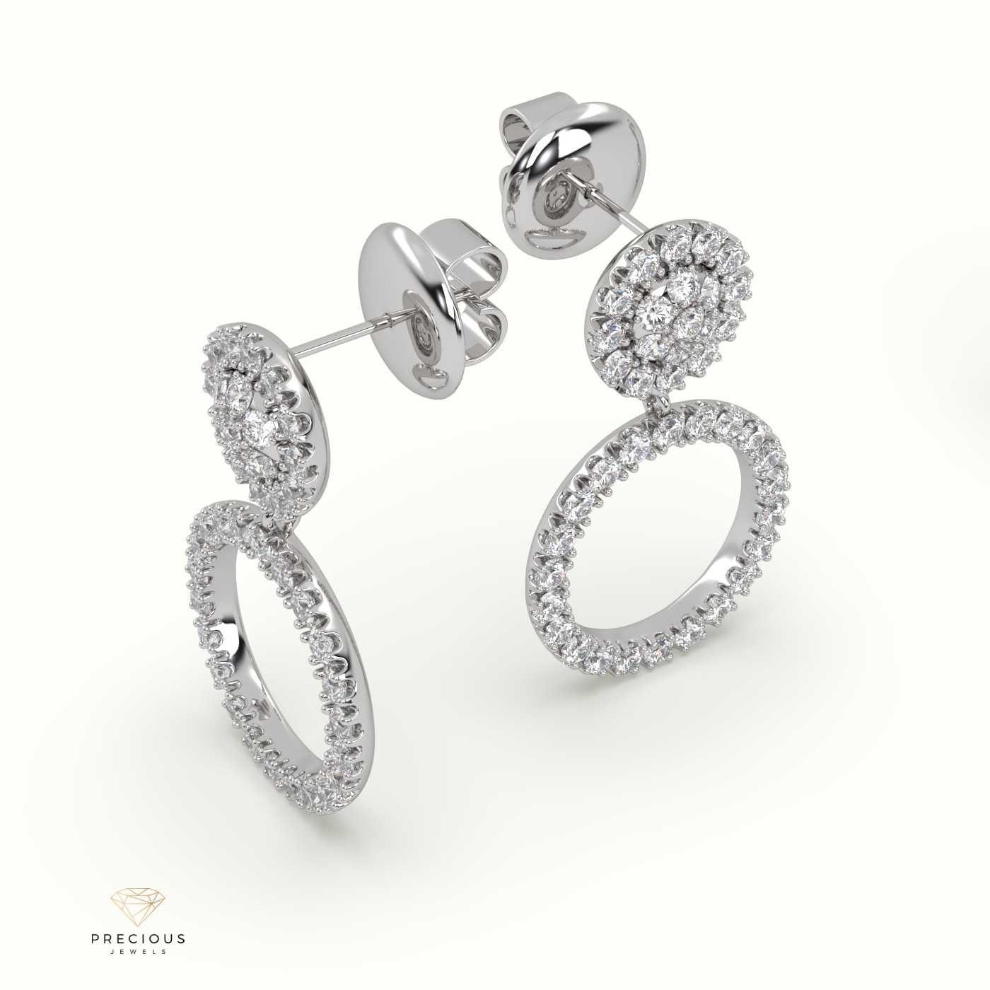 18k white gold radiant drop earrings Photos & images