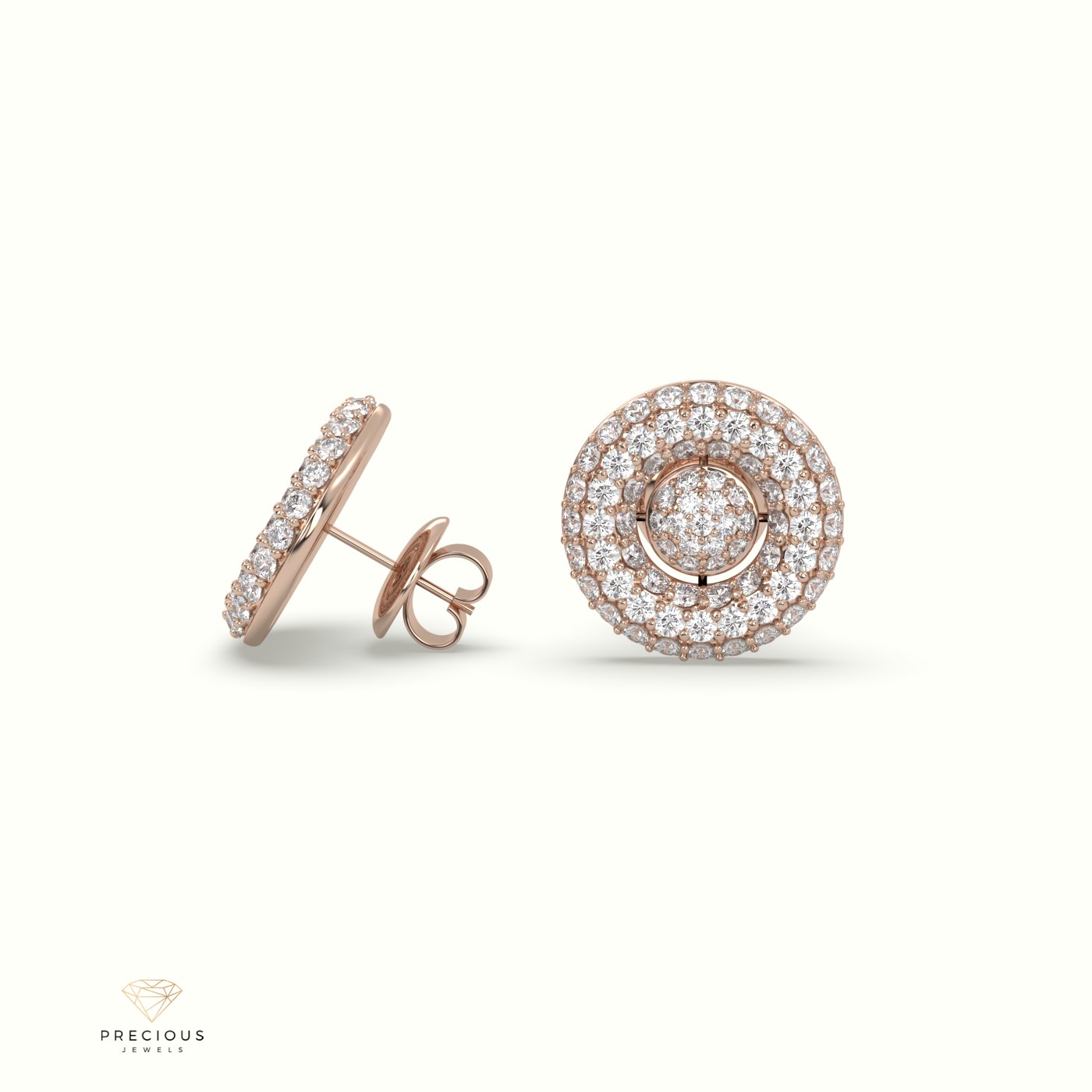 18k rose gold classic circle design pave set diamond earring Photos & images