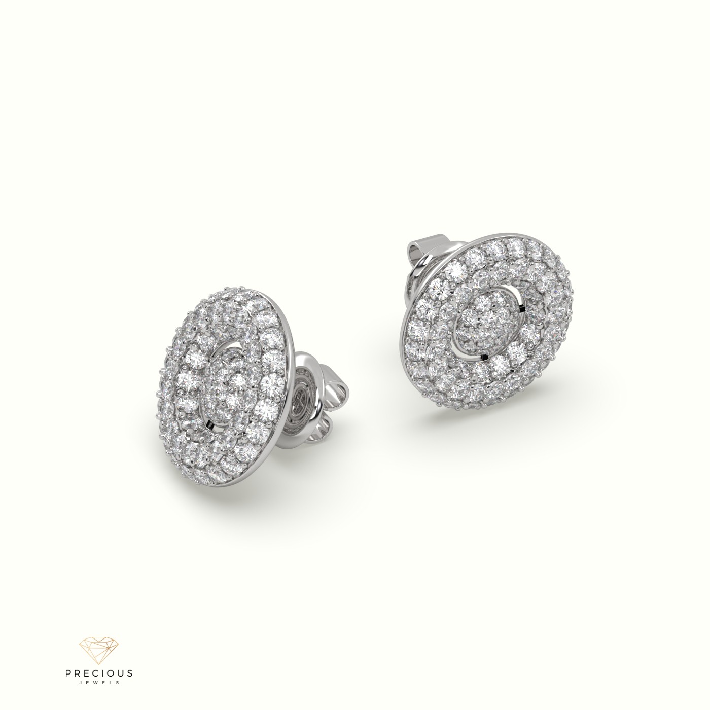 18k white gold classic circle design pave set diamond earring Photos & images