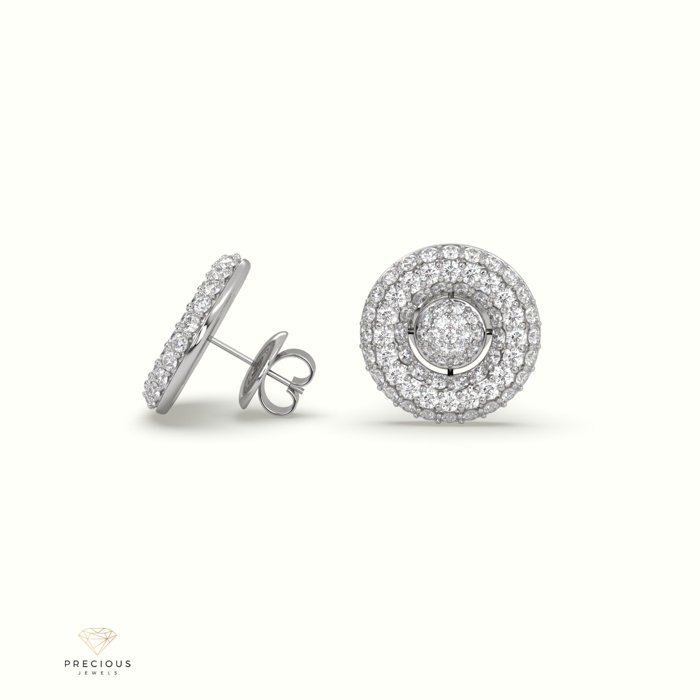 18k white gold classic circle design pave set diamond earring Photos & images