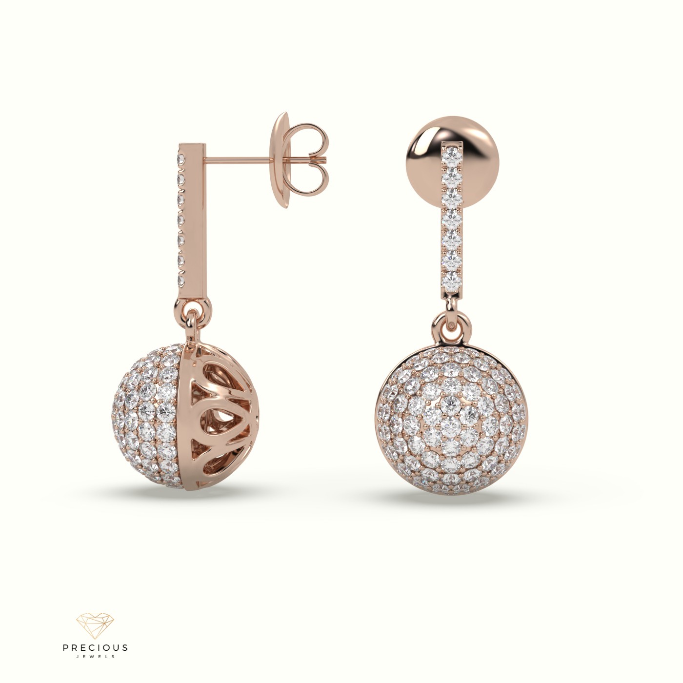 18k rose gold glitzy diamond drop earrings Photos & images