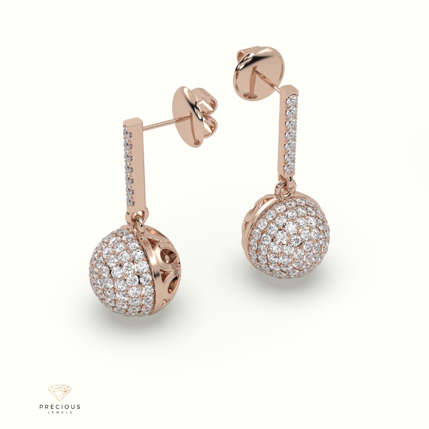 18k rose gold glitzy diamond drop earrings Photos & images