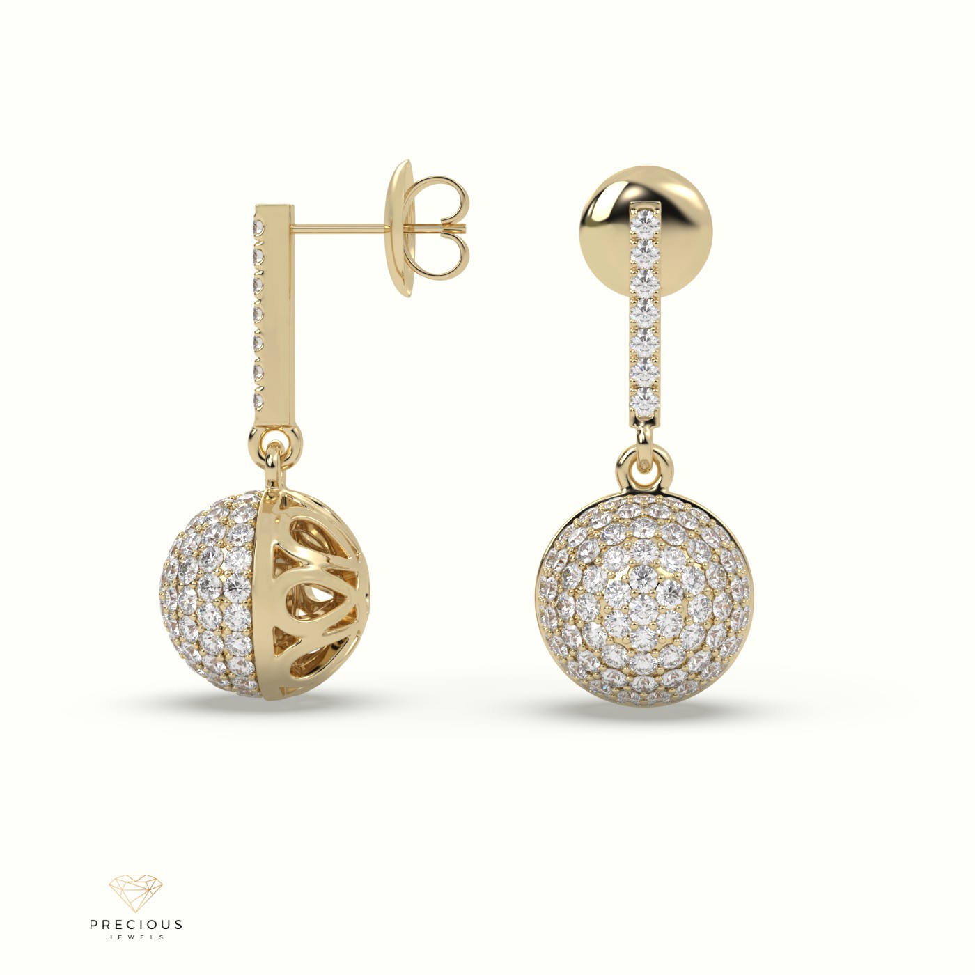 18k yellow gold glitzy diamond drop earrings Photos & images