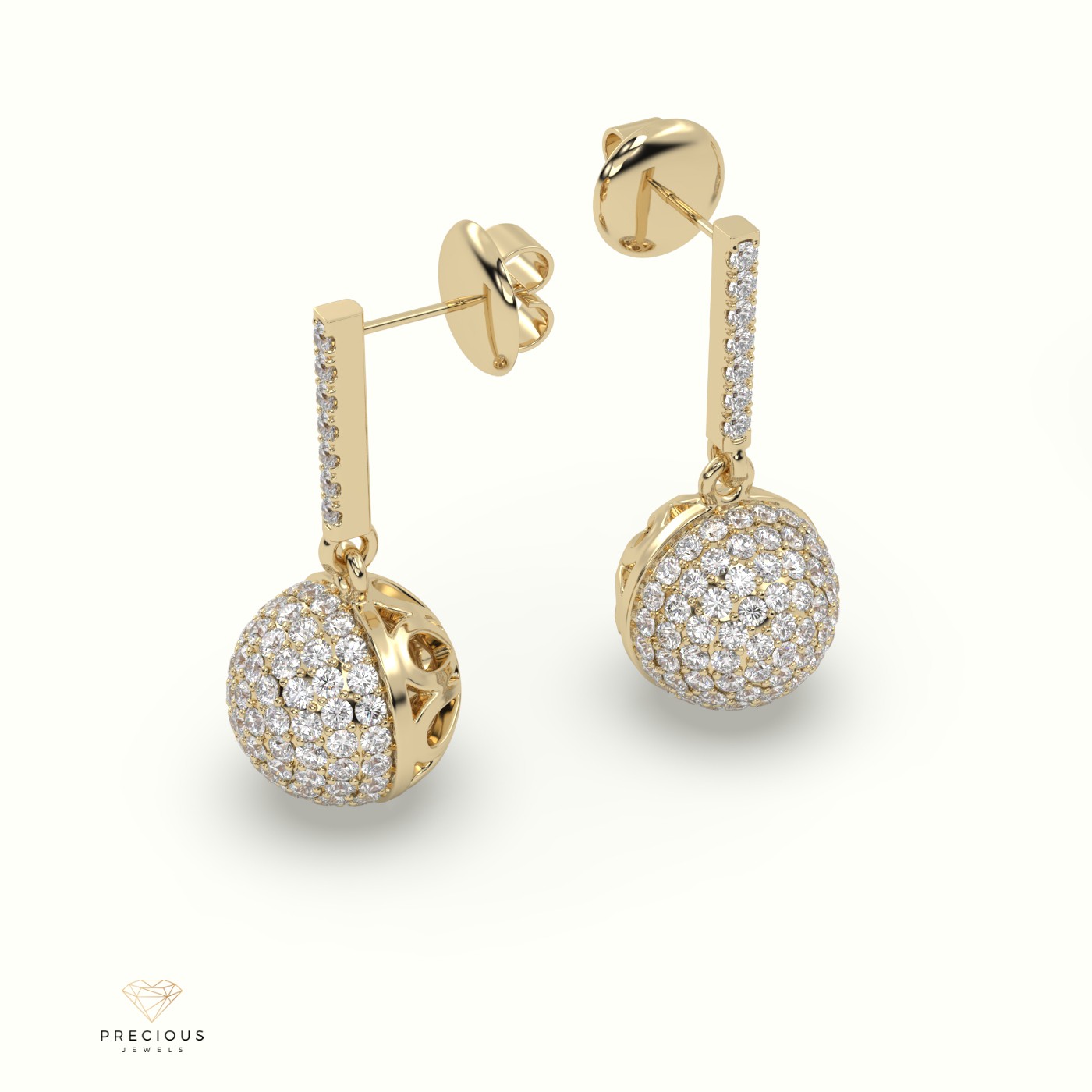 18k yellow gold glitzy diamond drop earrings Photos & images