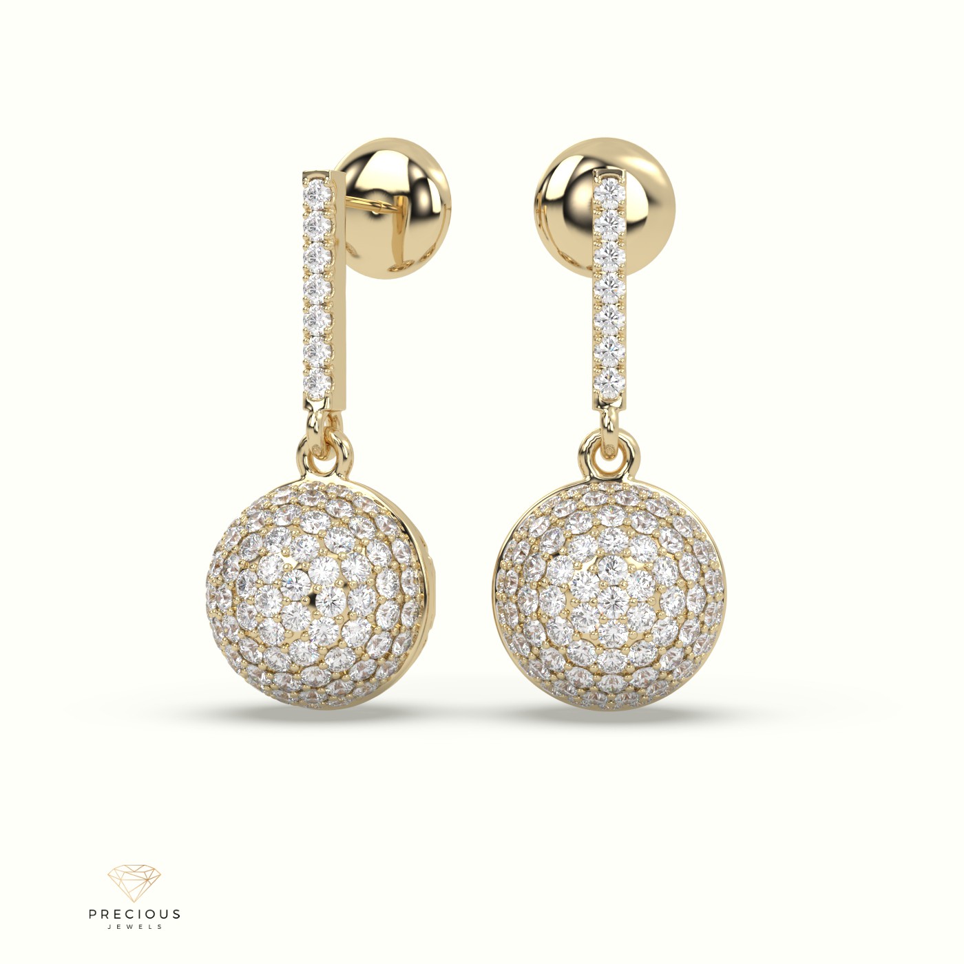 18k yellow gold glitzy diamond drop earrings