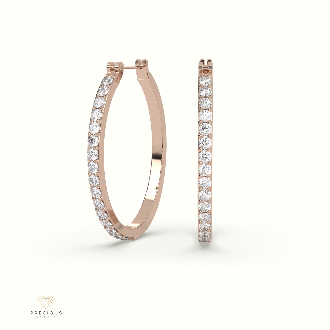 18k rose gold  outside hoop gold earrings