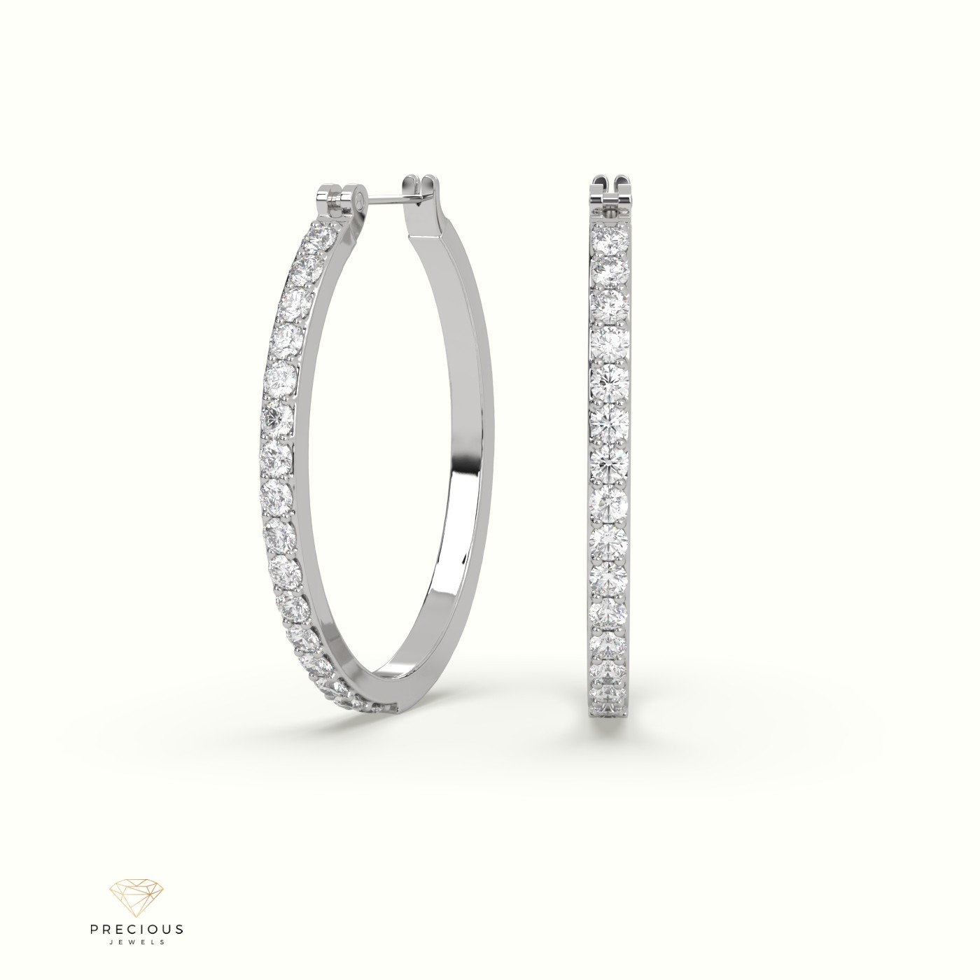 18k white gold  outside hoop gold earrings