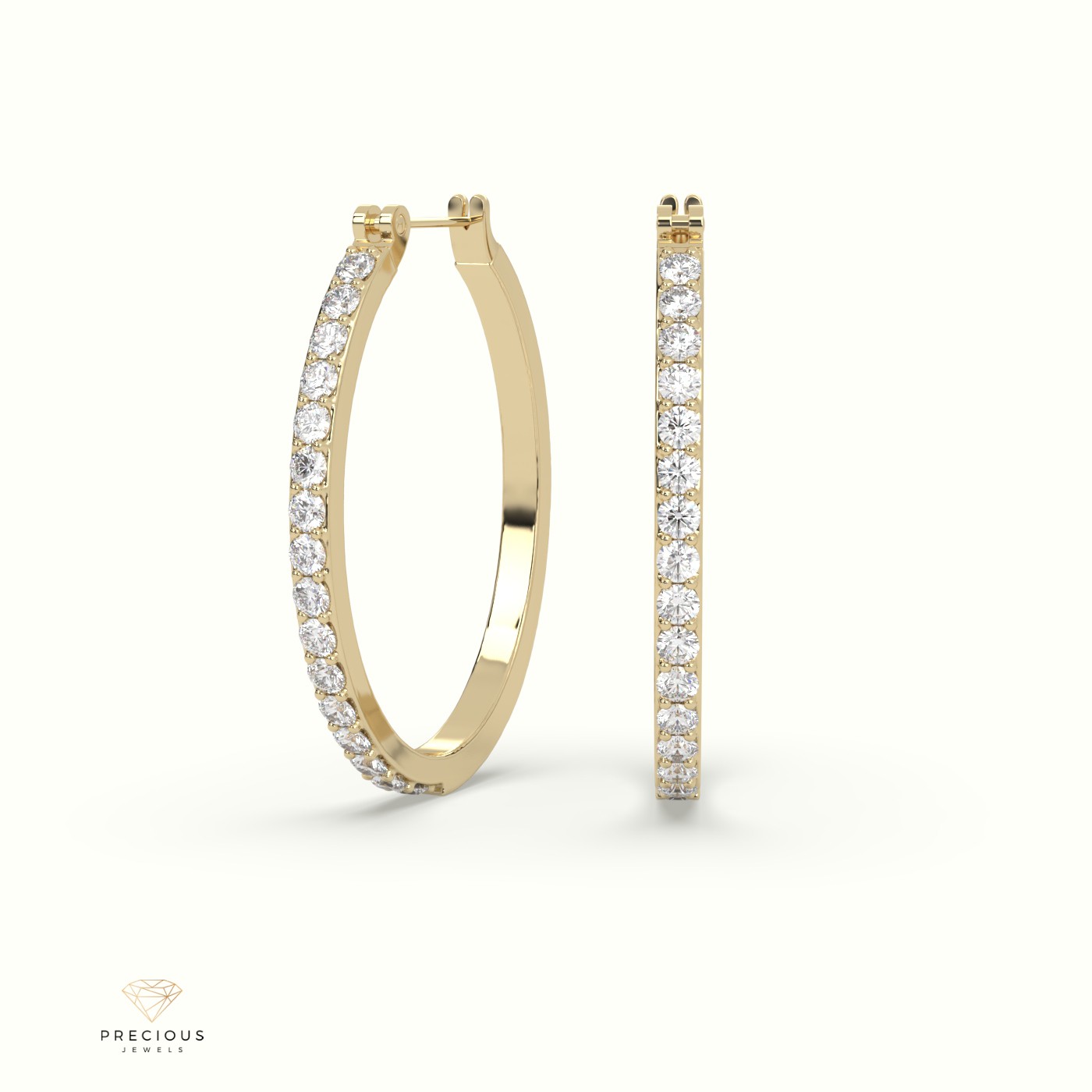 18k yellow gold  outside hoop gold earrings