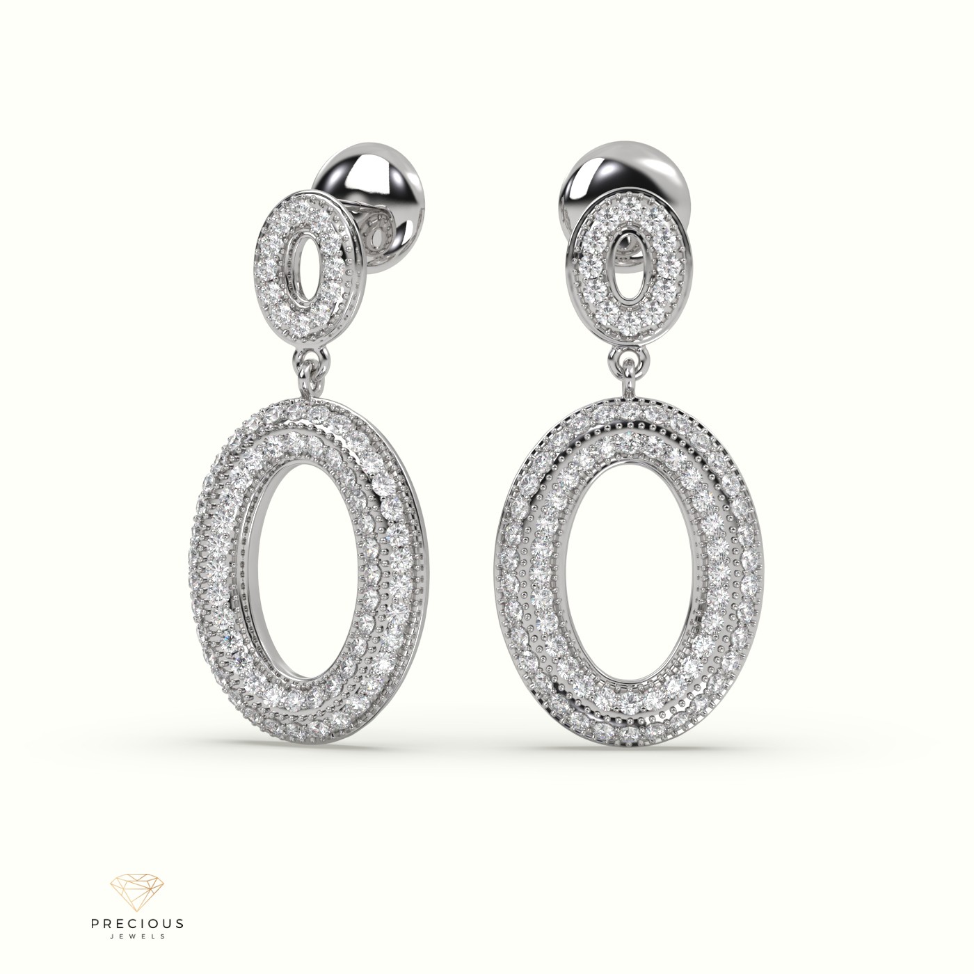 18k white gold royal chandelier earrings