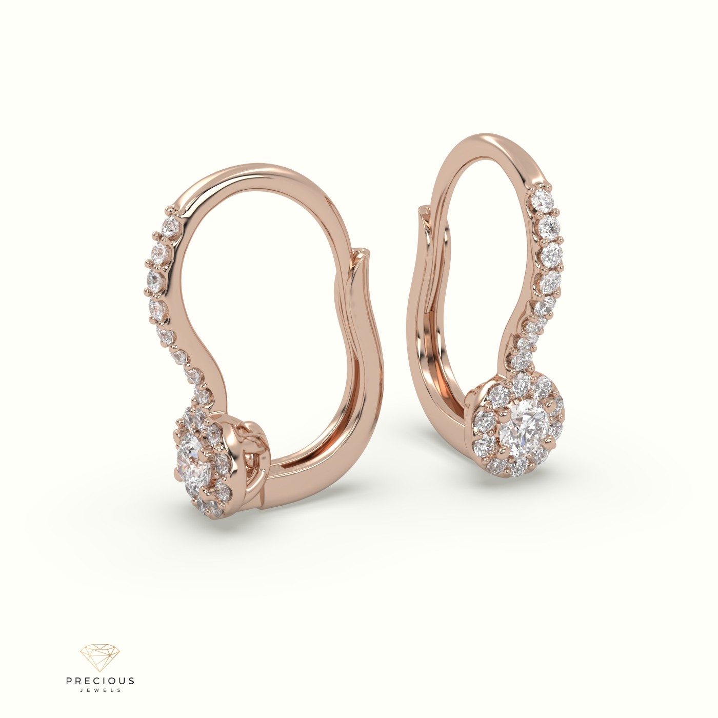 18k rose gold  drop pave set earrings Photos & images