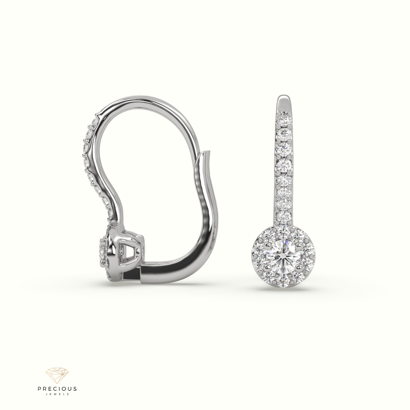 18k white gold  drop pave set earrings Photos & images