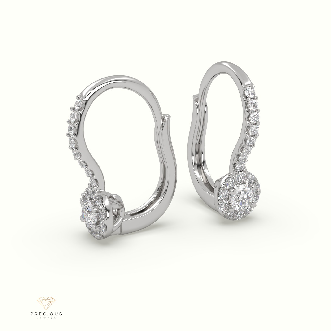 18k white gold  drop pave set earrings Photos & images