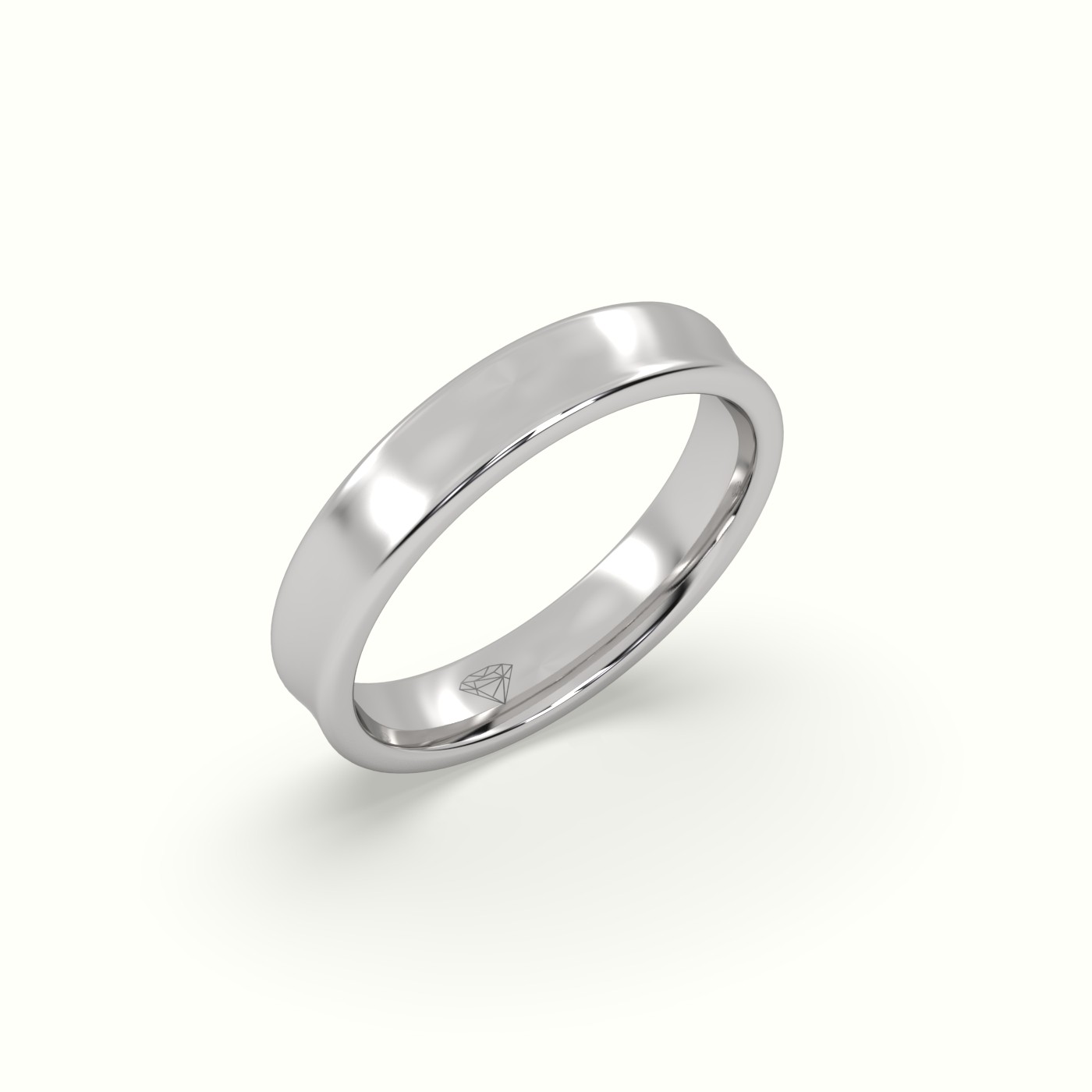 18k white gold d shape court profile women's wedding band Photos & images