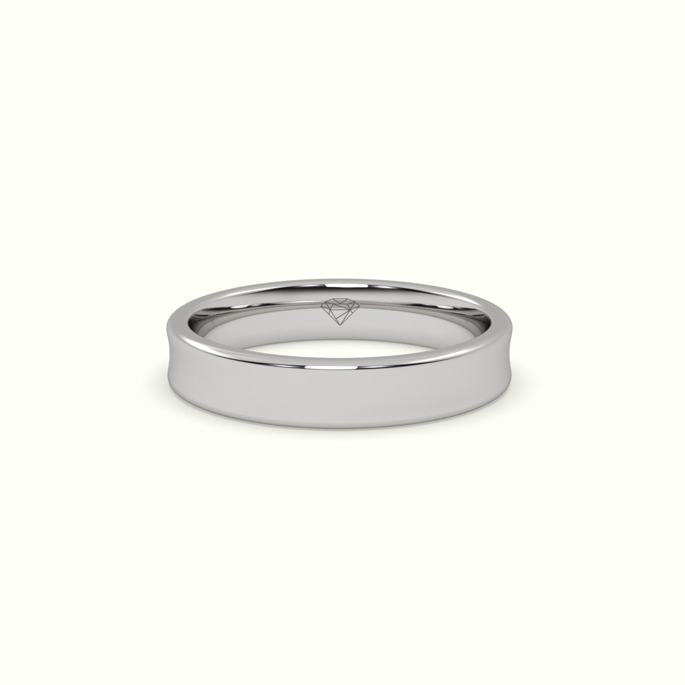 18k white gold d shape court profile women's wedding band