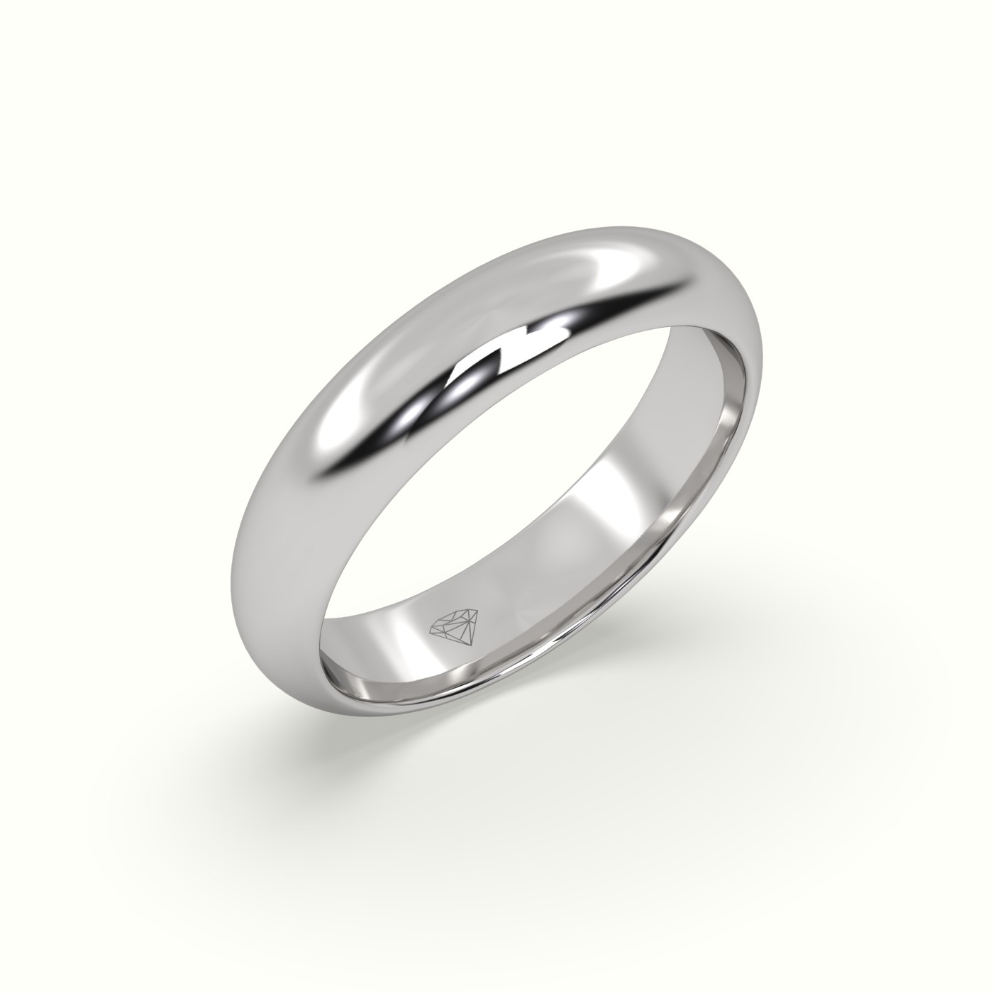 18k white gold traditional d shape flat profile wedding band Photos & images