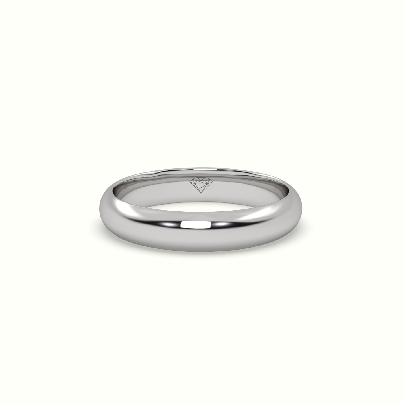 18k white gold traditional d shape flat profile wedding band