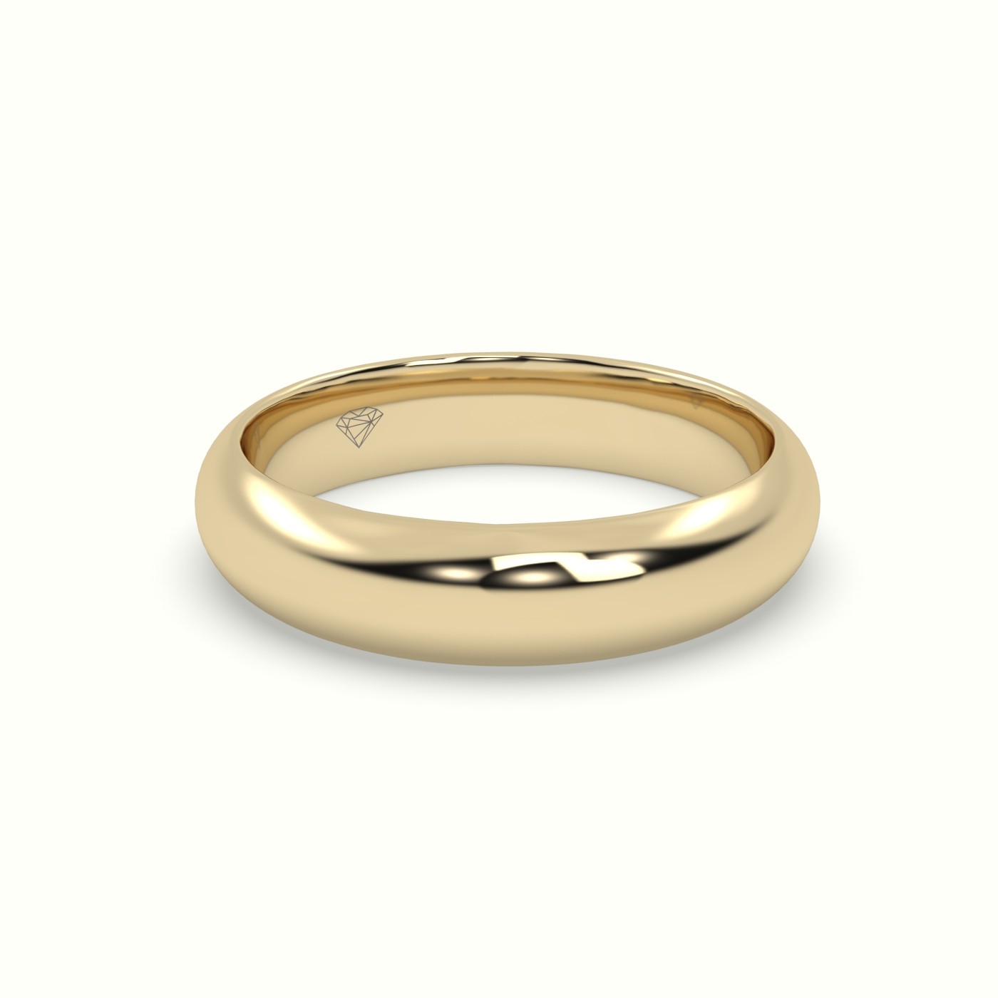 18k yellow gold traditional d shape flat profile wedding band Photos & images